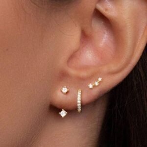 Ensemble de 3 pièces de boucles d’oreilles cubique