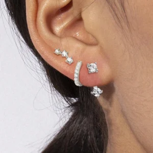 Ensemble de 3 pièces de boucles d’oreilles cubique