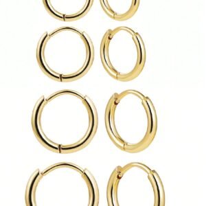8 pièces Ensemble de boucles d’oreilles huggies rondes