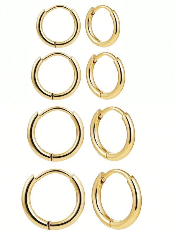 8 pièces Ensemble de boucles d'oreilles huggies rondes – Image 5