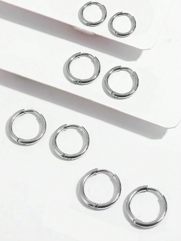 8 pièces Ensemble de boucles d'oreilles huggies rondes – Image 6