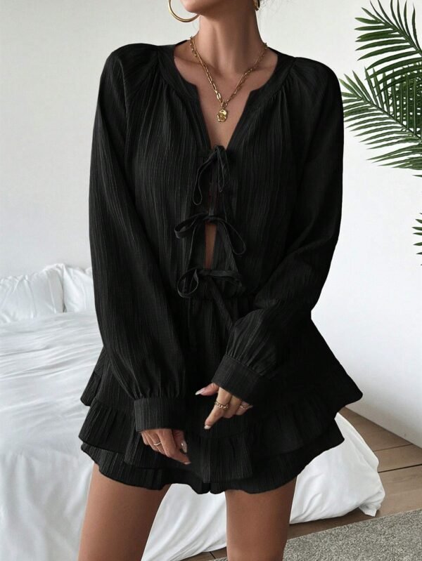 SHEIN ChicEase Combinaison noire volants – Image 4