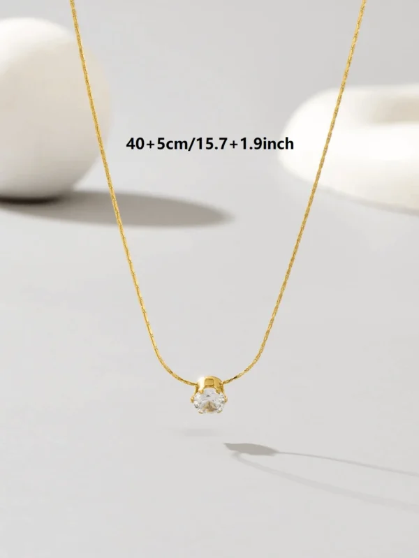 Biokia Collier pendentif rond en zirconium cubique – Image 5