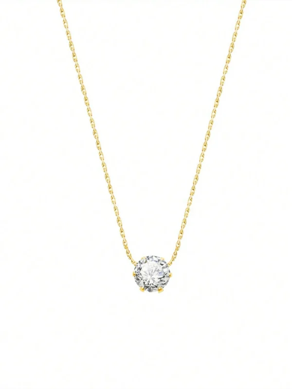 Biokia Collier pendentif rond en zirconium cubique – Image 7
