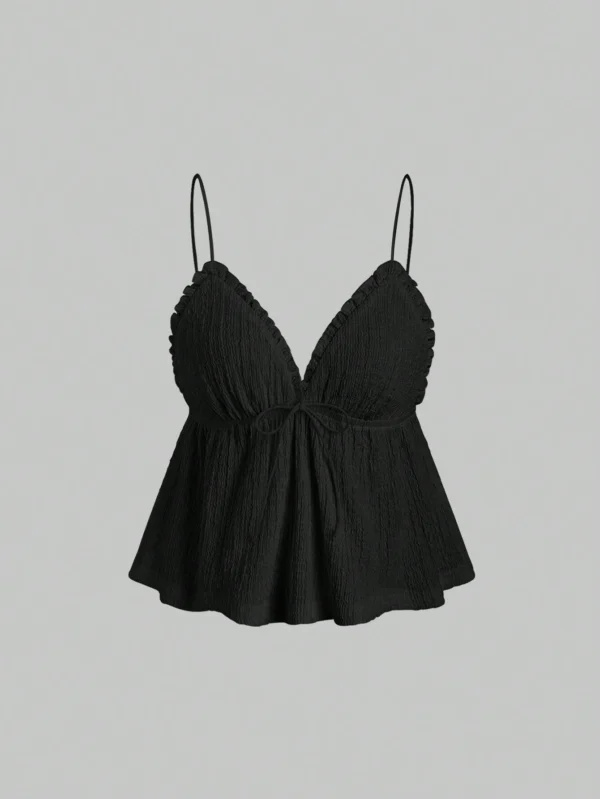 Sweetra Top camisole à volants en tricot