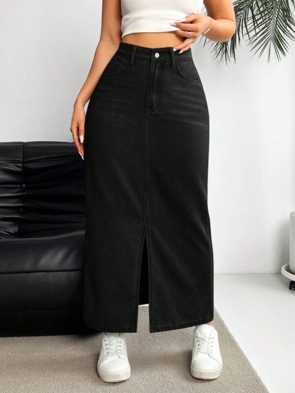 SHEIN LUNE Jupe longue évasée avec poches – Image 3