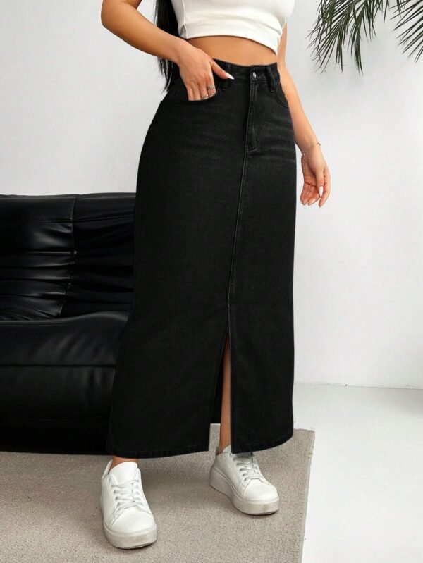 SHEIN LUNE Jupe longue évasée avec poches – Image 4