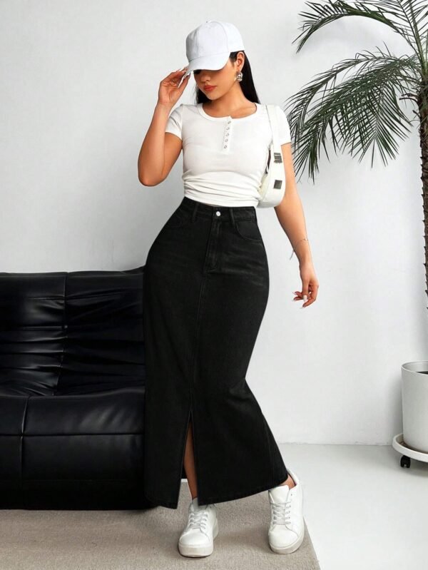 SHEIN LUNE Jupe longue évasée avec poches – Image 5