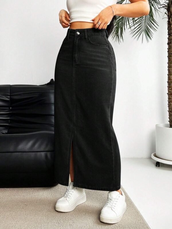 SHEIN LUNE Jupe longue évasée avec poches – Image 6