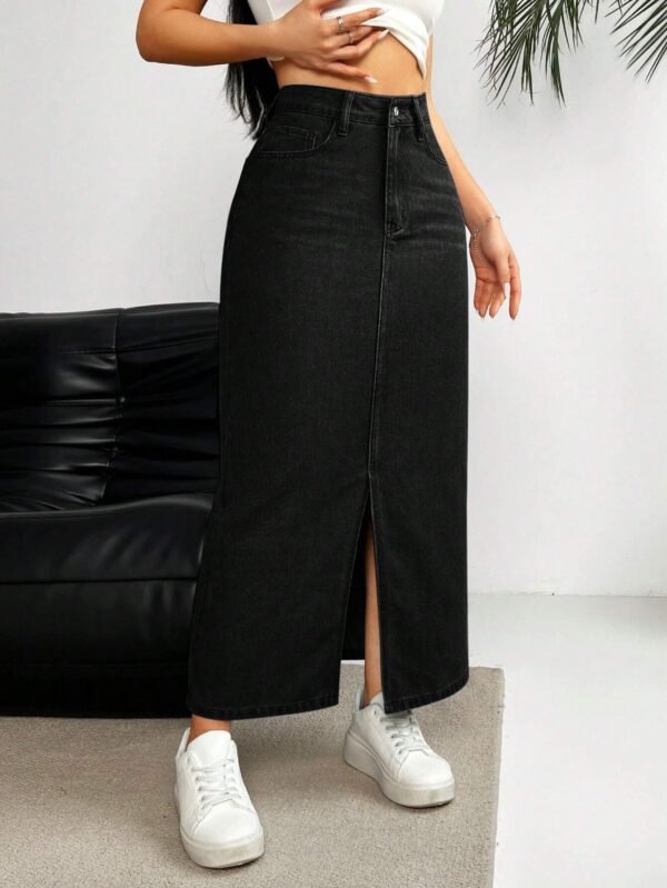 SHEIN LUNE Jupe longue évasée avec poches – Image 7