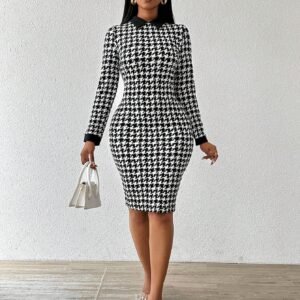 SHEIN Lady Robe décontractée élégante fourreau à carreaux