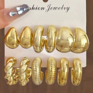 6 pièces/12 pièces/Set de boucles d’oreilles créoles