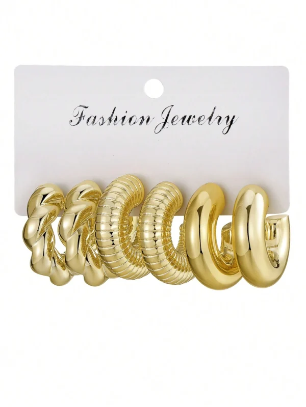 6 pièces/12 pièces/Set de boucles d'oreilles créoles – Image 3