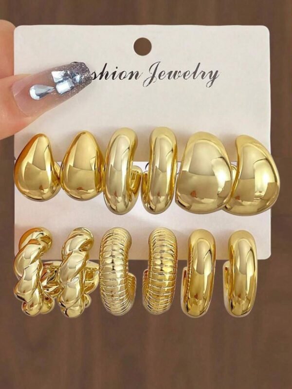 6 pièces/12 pièces/Set de boucles d'oreilles créoles – Image 7