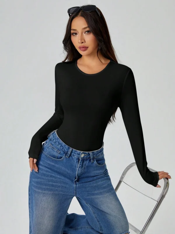 SHEIN PETITE Body blanc manches longues – Image 4