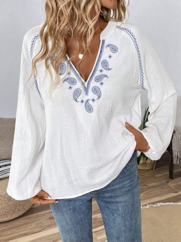 SHEIN LUNE Blouse bohème avec épaulesTombantes – Image 3