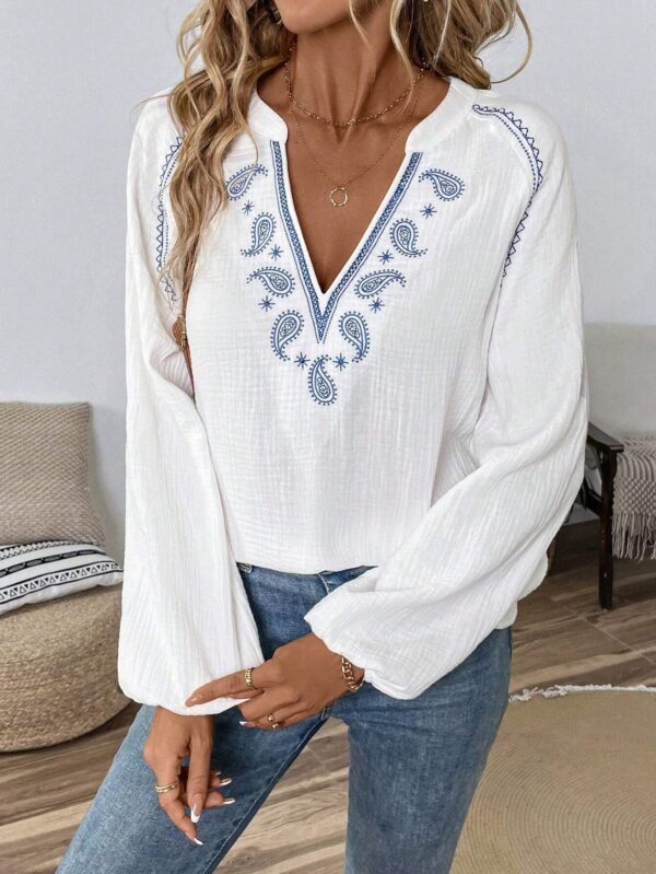 SHEIN LUNE Blouse bohème avec épaulesTombantes – Image 5