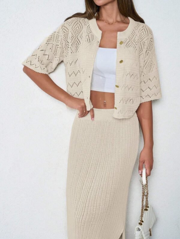 Cottnline CardiganTricot jupe bouton hiver