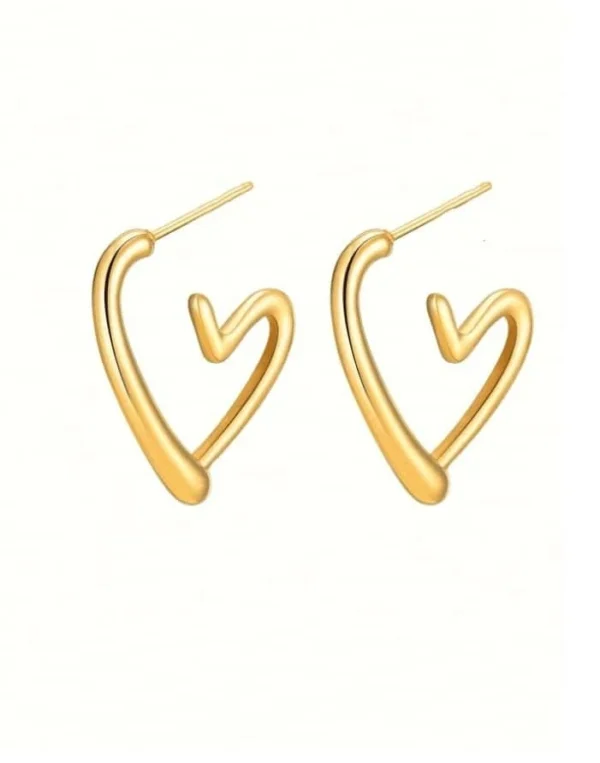 1 paire de boucles d'oreilles clous de forme de cœur – Image 9