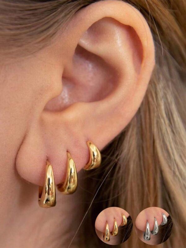6 pièces Ensemble de boucles d'oreilles créoles rondes – Image 4