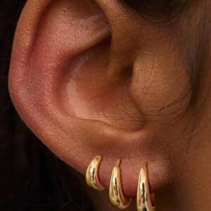 6 pièces Ensemble de boucles d’oreilles créoles rondes