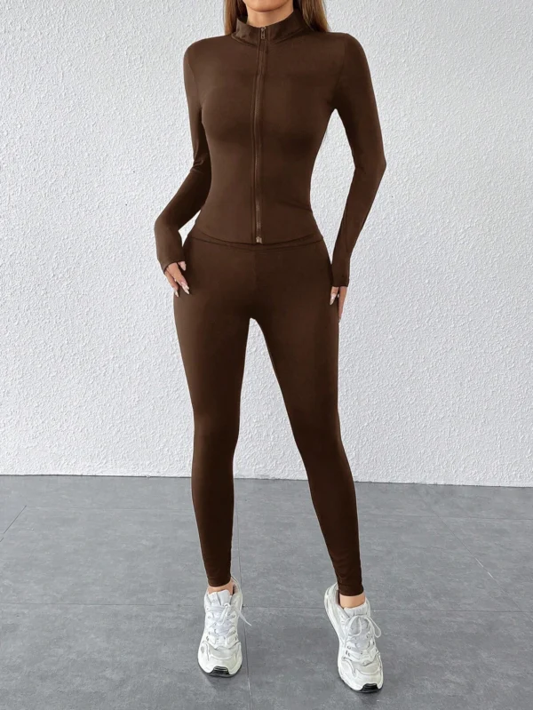 SHEIN PETITE Ensemble veste zippée leggings