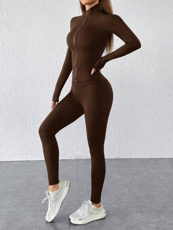 SHEIN PETITE Ensemble veste zippée leggings – Image 5