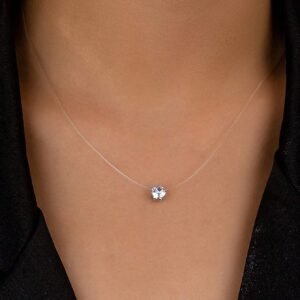 Collier pendentif en cubic zirconia cubique rond
