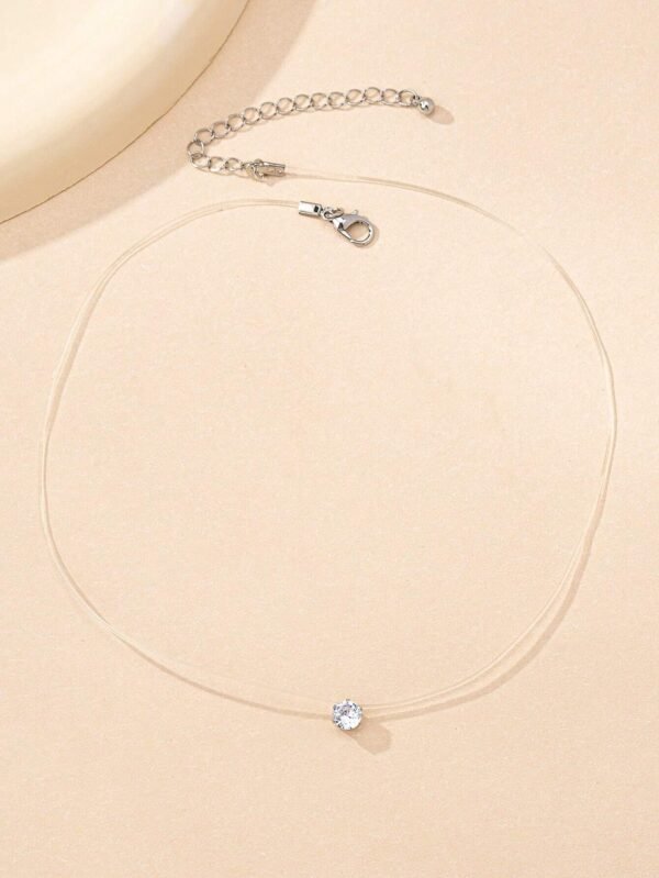 Collier pendentif en cubic zirconia cubique rond – Image 4