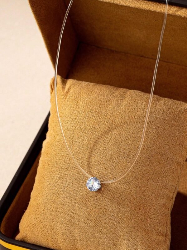Collier pendentif en cubic zirconia cubique rond – Image 2