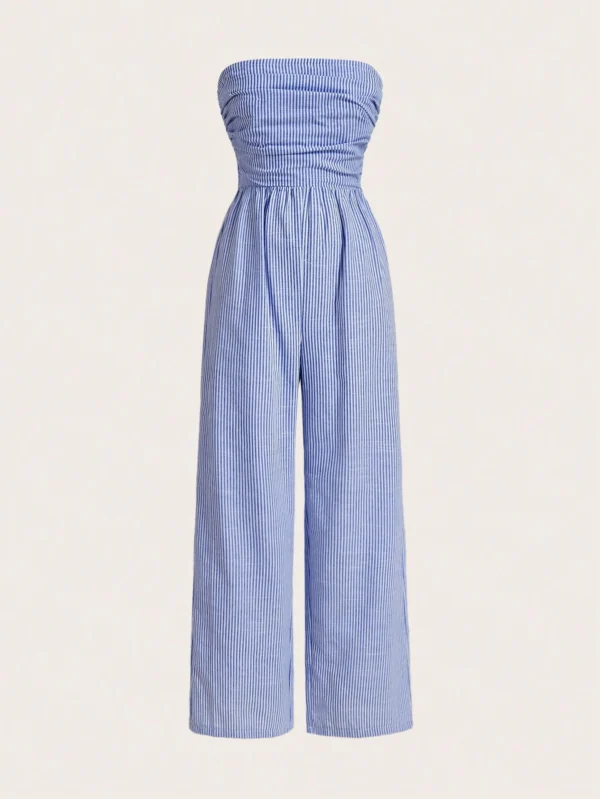 SHEIN EZwear CombinaisonTube plissée rayée