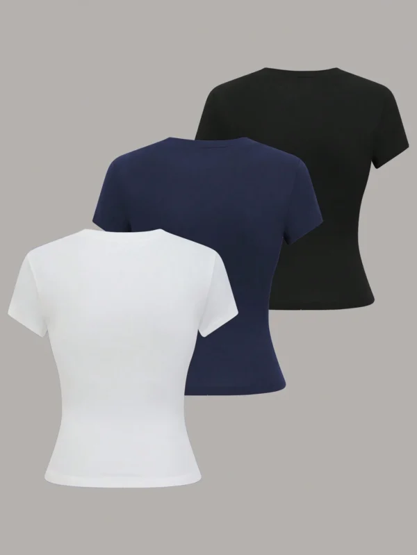 SHEIN LUNE 1 pièceT-shirt  couleur unie – Image 2