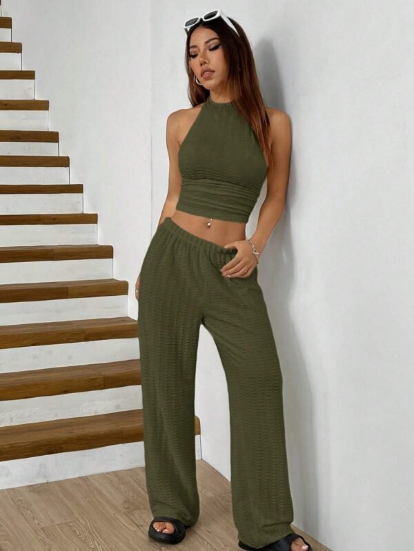 SHEIN EZwear SurvêtementDécontracté maille vert – Image 3