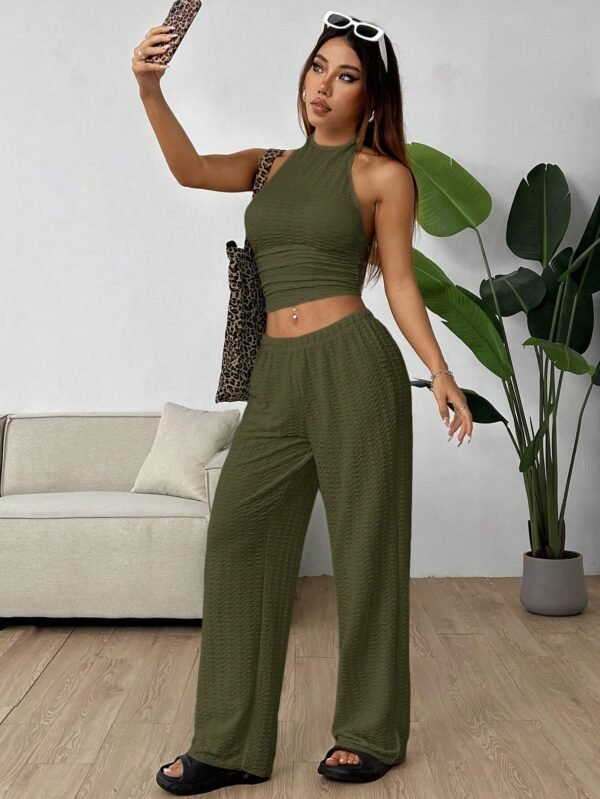 SHEIN EZwear SurvêtementDécontracté maille vert – Image 6