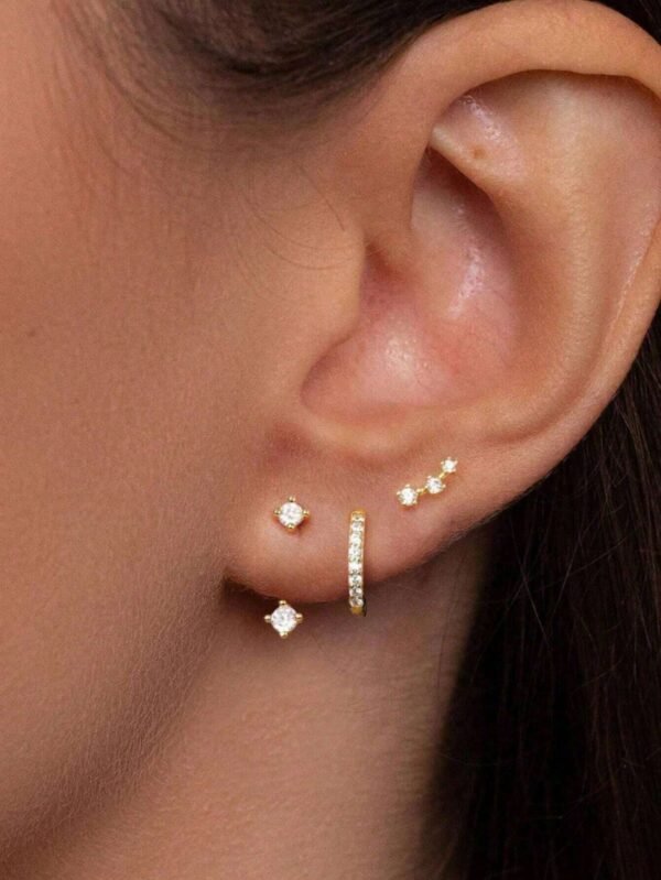 Ensemble de 3 pièces de boucles d'oreilles cubique – Image 11