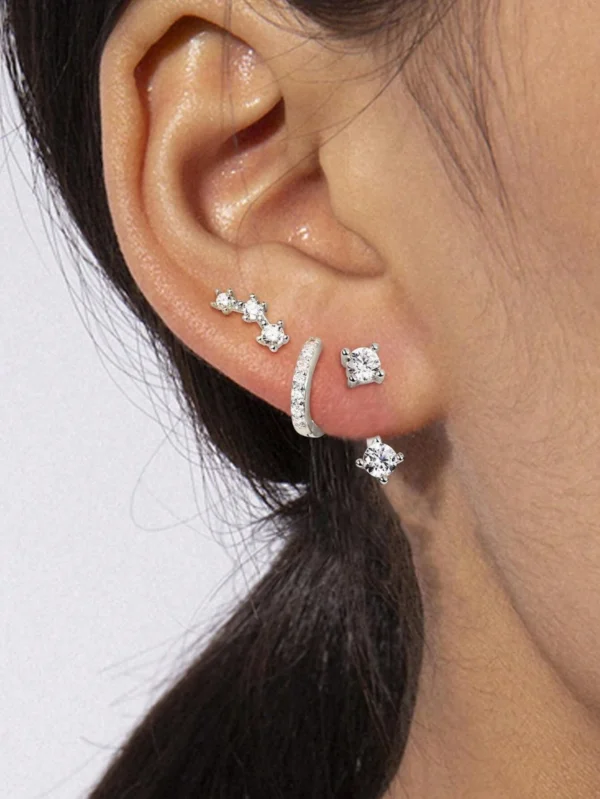 Ensemble de 3 pièces de boucles d'oreilles cubique – Image 13