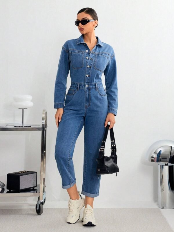 SHEIN Essnce Combinaison manches longuesDenim