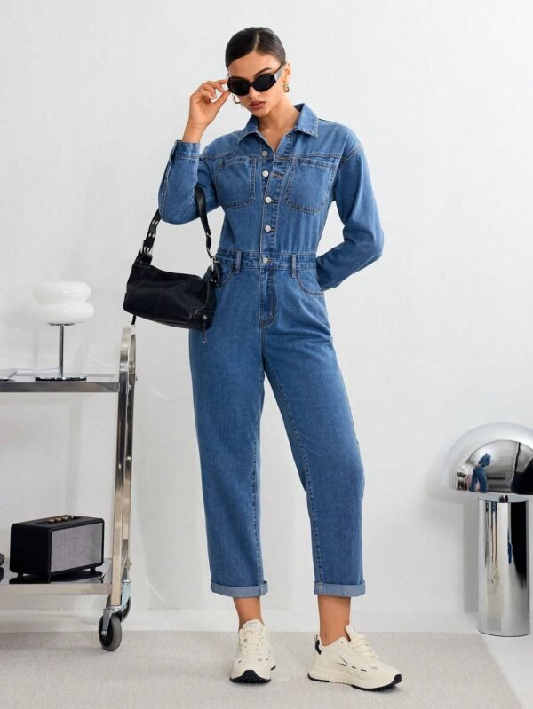 SHEIN Essnce Combinaison manches longuesDenim – Image 3