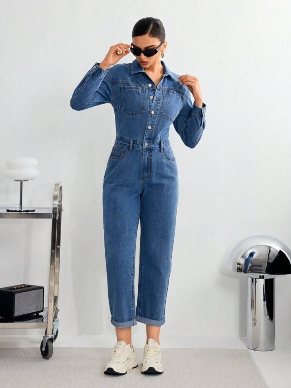 SHEIN Essnce Combinaison manches longuesDenim – Image 5