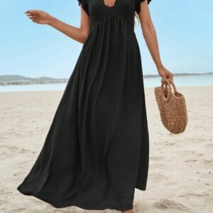 SHEIN Robe Longue Noire Avec Manches Chauve-souris Pour Femme