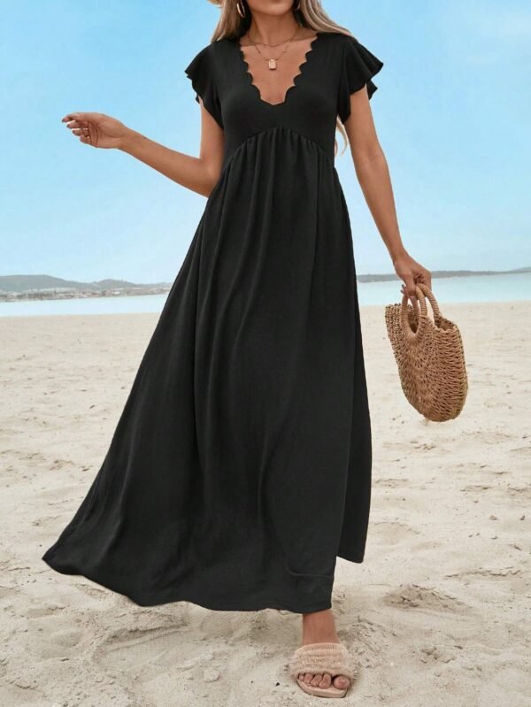 SHEIN Robe Longue Noire Avec Manches Chauve-souris Pour Femme