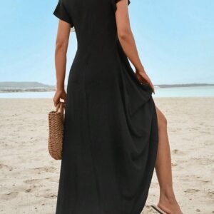 SHEIN Robe Longue Noire Avec Manches Chauve-souris Pour Femme