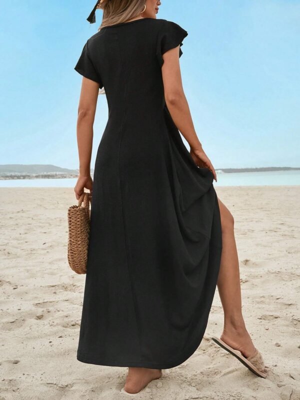 SHEIN Robe Longue Noire Avec Manches Chauve-souris Pour Femme – Image 2