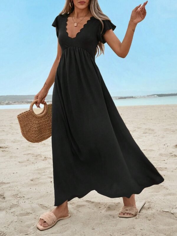 SHEIN Robe Longue Noire Avec Manches Chauve-souris Pour Femme – Image 3
