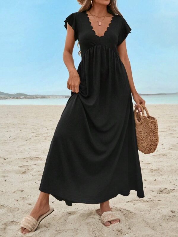 SHEIN Robe Longue Noire Avec Manches Chauve-souris Pour Femme – Image 4