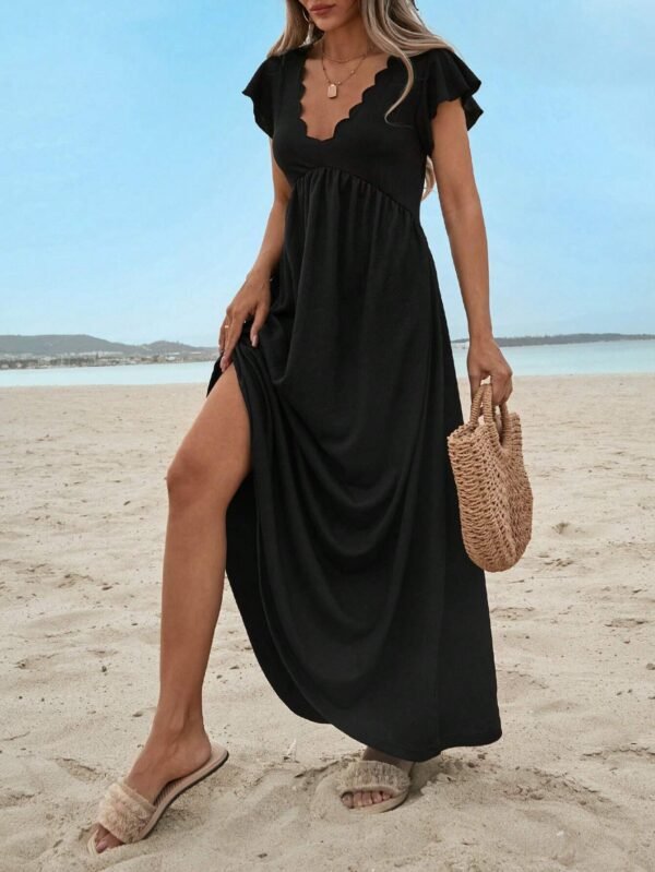 SHEIN Robe Longue Noire Avec Manches Chauve-souris Pour Femme – Image 5