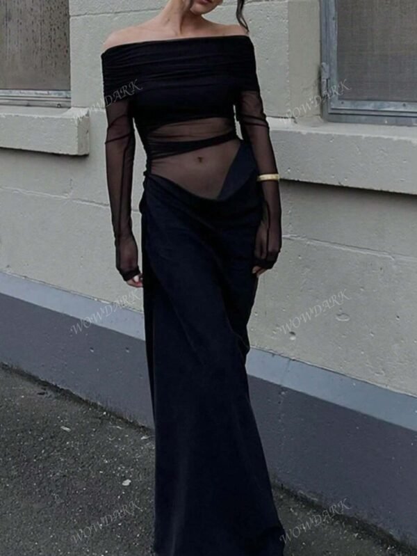 Robe moulante longue sexy avec épaules dénudées – Image 7