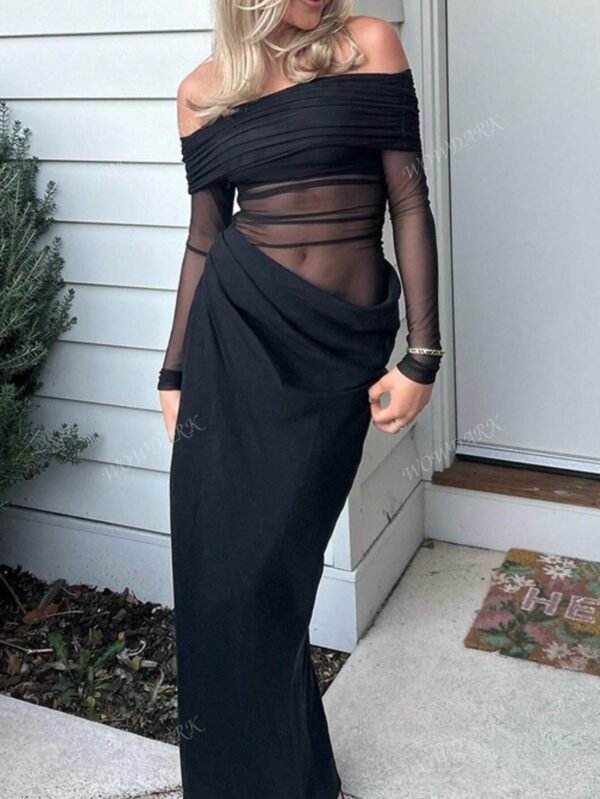 Robe moulante longue sexy avec épaules dénudées – Image 5