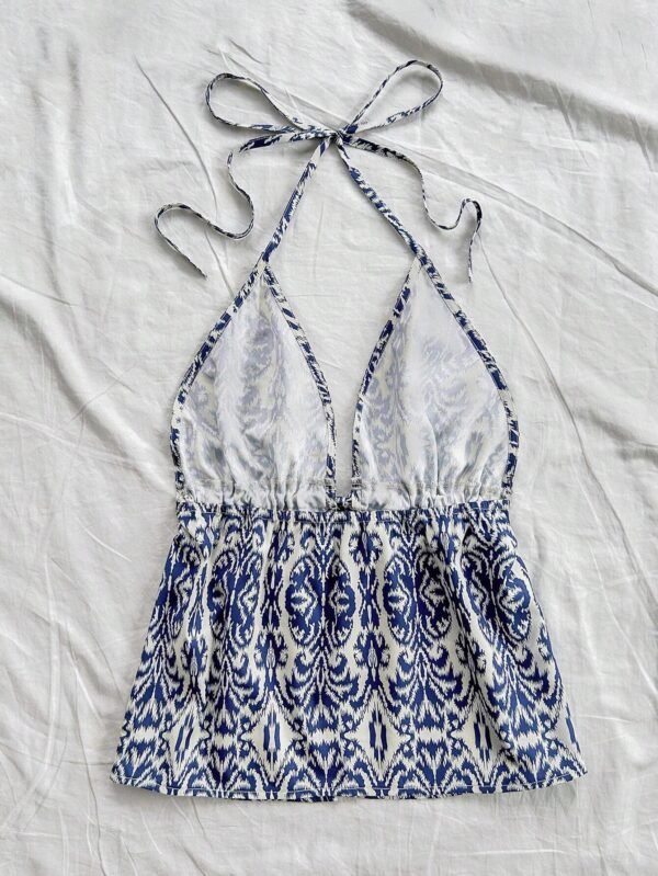 SHEIN WYWH Gilet femme col V à liens avec imprimé floral, style vacances – Image 2