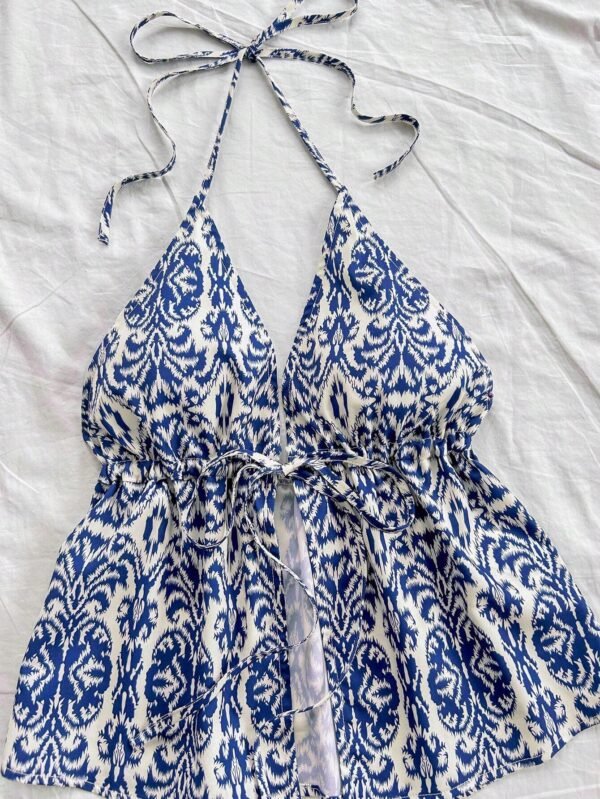 SHEIN WYWH Gilet femme col V à liens avec imprimé floral, style vacances – Image 4